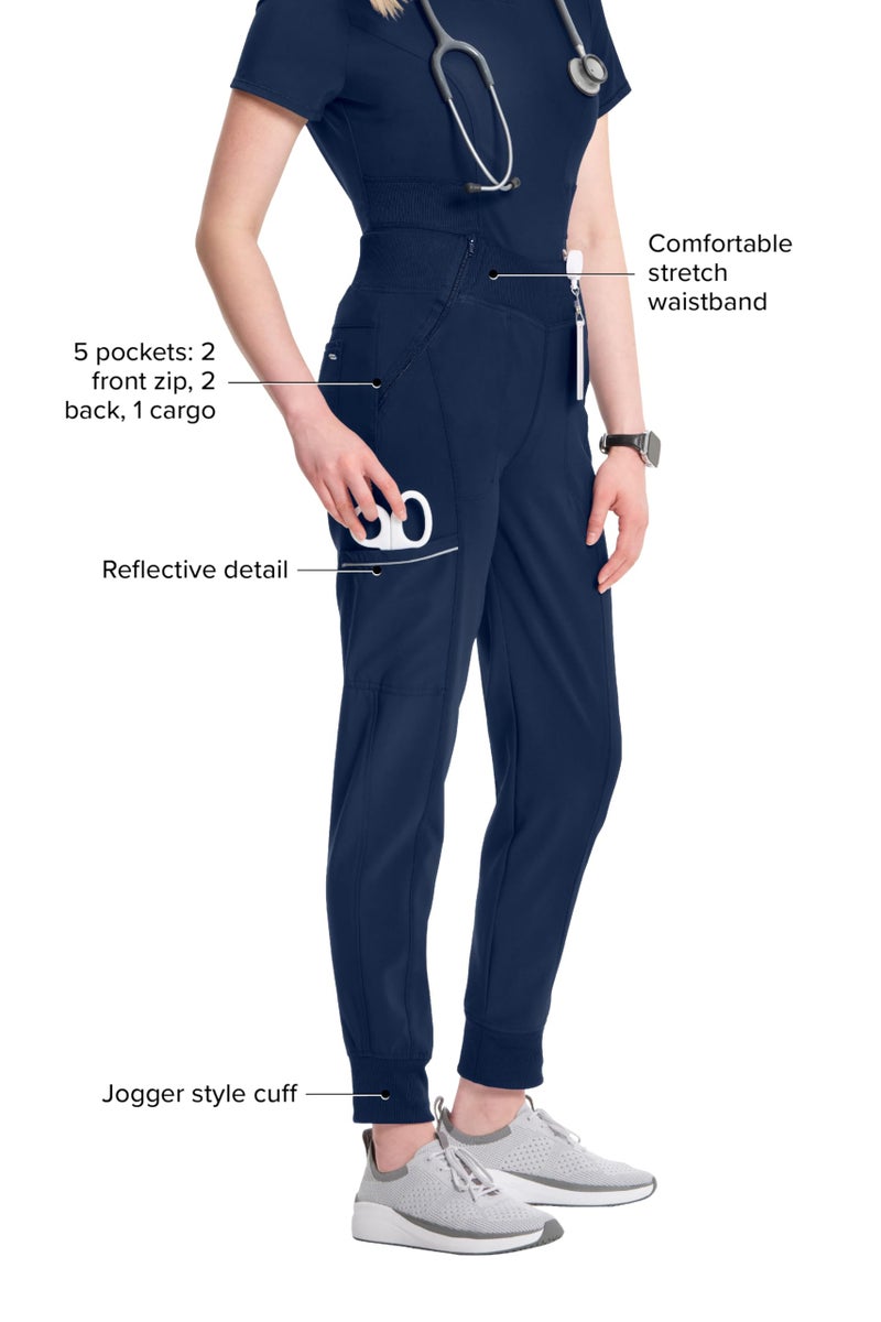Cherokee Infinity Womens Scrub Jogger Pants, Mid Rise, Moisture Wicking, Wrinkle-Resistant, 360 Stretch, 5 Pockets - CK110A, L Tall, Navy - Image 3